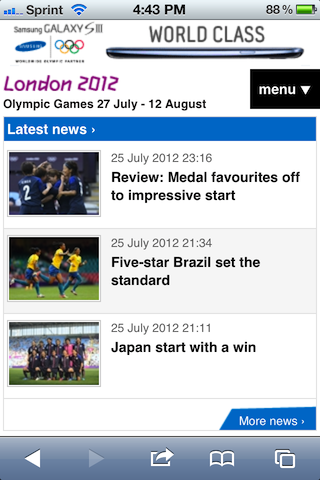London 2012 Official Olympics Mobile Site