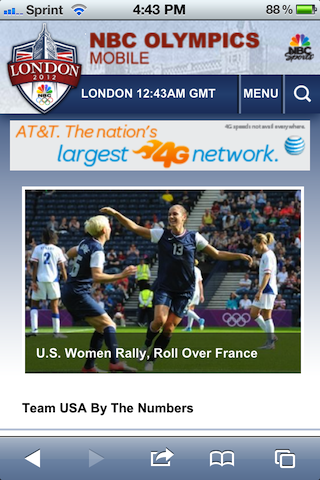 NBC Olympics Mobile Site
