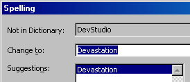 Outlook spelling suggestion for DevStudio