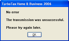TurboTax Error Dialog