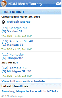 NCAA Tournament Mobile Website